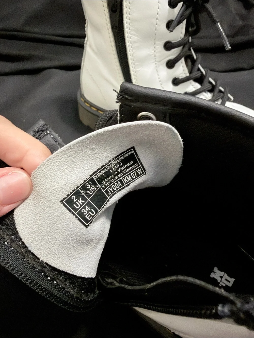 Dr. Martens White Lace-Up Combat Boots with Black Laces size 3